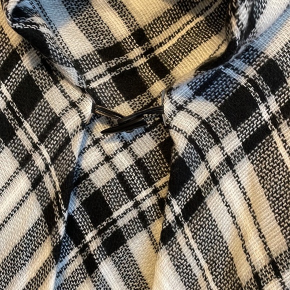 Plaid Black and White Poncho - Picture 2 of 3